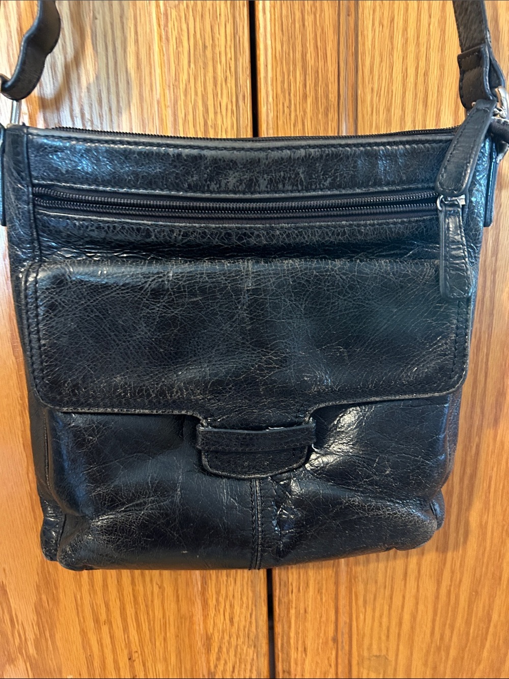 Danier Vintage Black Leather Crossbody Bag